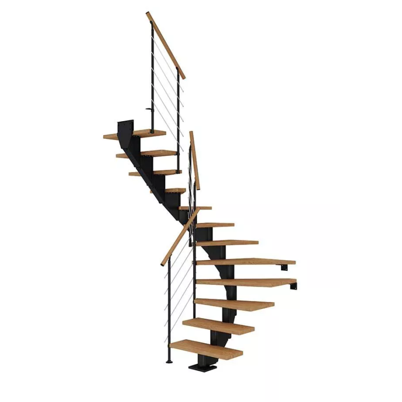 Dolle Trappa Hamburg Style6 U-form Dolle 85 Cm, 13 Steg, Oljad Ek, Svart