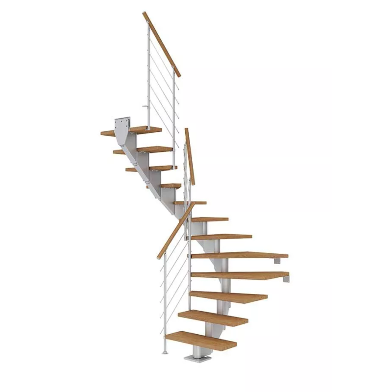 Dolle Trappa Hamburg Style6 U-form Dolle Silvergrå, Oljad Ek, 11 Steg, 75 Cm