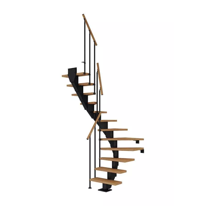 Dolle Trappa Frankfurt Classic Ii U-form Dolle Svart, Oljad Ek, 11 Steg, 75 Cm