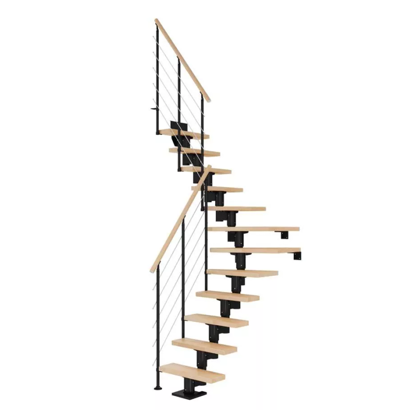 Dolle Trappa Dublin Style6 L-form Dolle 71 Cm, 15 Steg, Bok, Svart