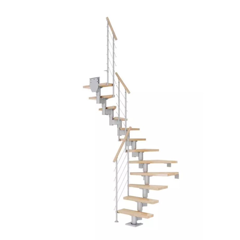 Dolle Trappa Dublin Style6 U-form Dolle Silvergrå, Bok, 14 Steg, 71 Cm