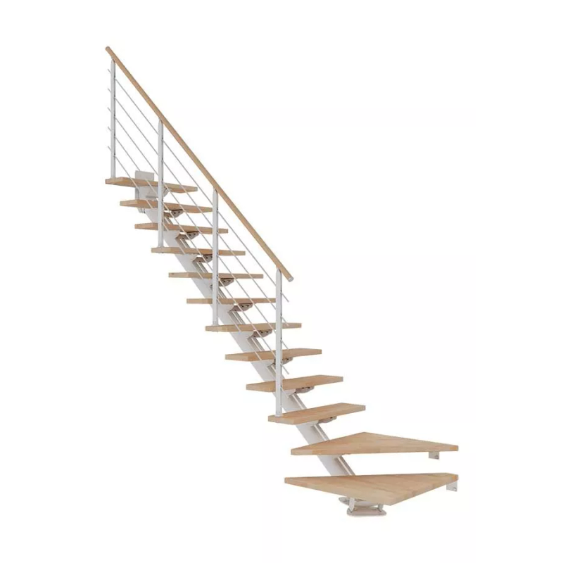 Dolle Trappa Sydney Design L-form Dolle 75 Cm, 11 Steg, Oljad Bok, Vit