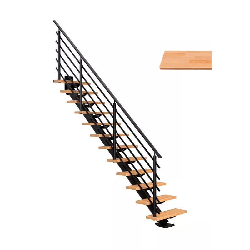 Dolle Trappa Sydney Pure Rak Dolle Svart, Oljad Bok, 11 Steg, 85 Cm
