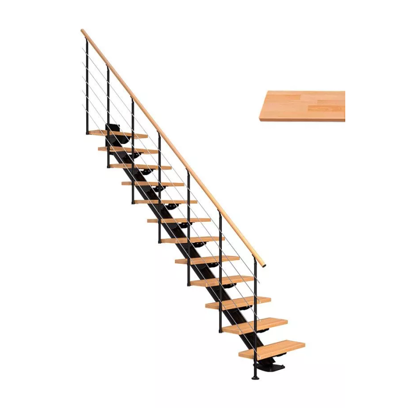Dolle Trappa Sydney Style6 Rak Dolle Svart, Oljad Bok, 12 Steg, 85 Cm