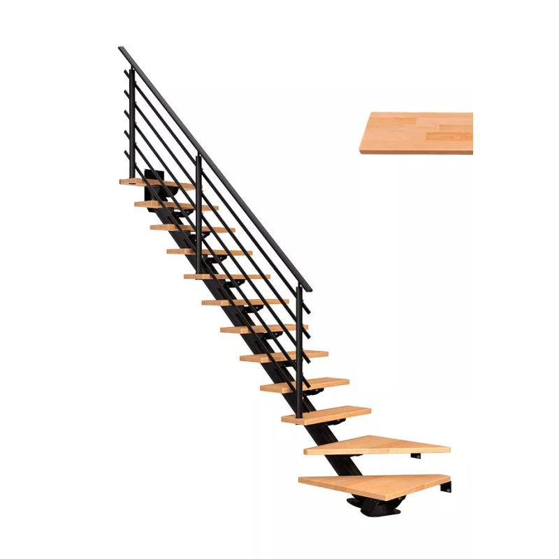 Dolle Trappa Sydney Pure L-form Dolle Svart, Oljad Bok, 11 Steg, 85 Cm