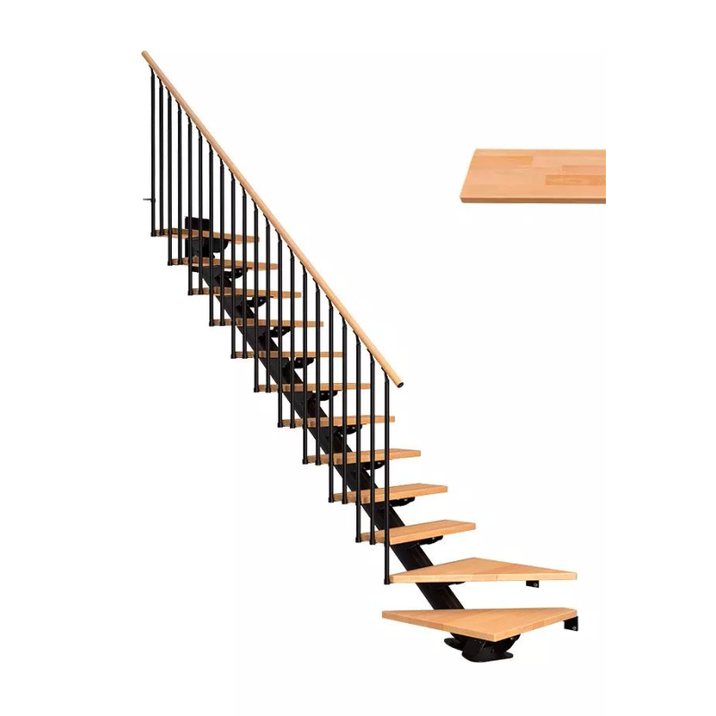 Dolle Trappa Sydney Classic Iii L-form Dolle Svart, Oljad Bok, 11 Steg, 85 Cm