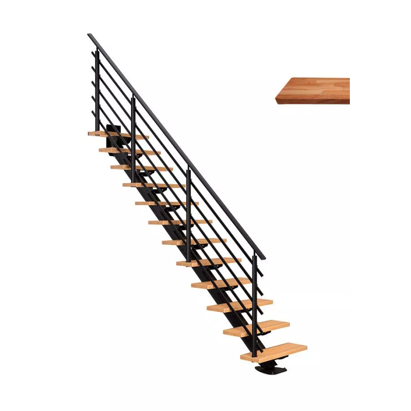 Dolle Trappa Sydney Pure Rak Dolle Svart, Oljad Ek, 11 Steg, 85 Cm