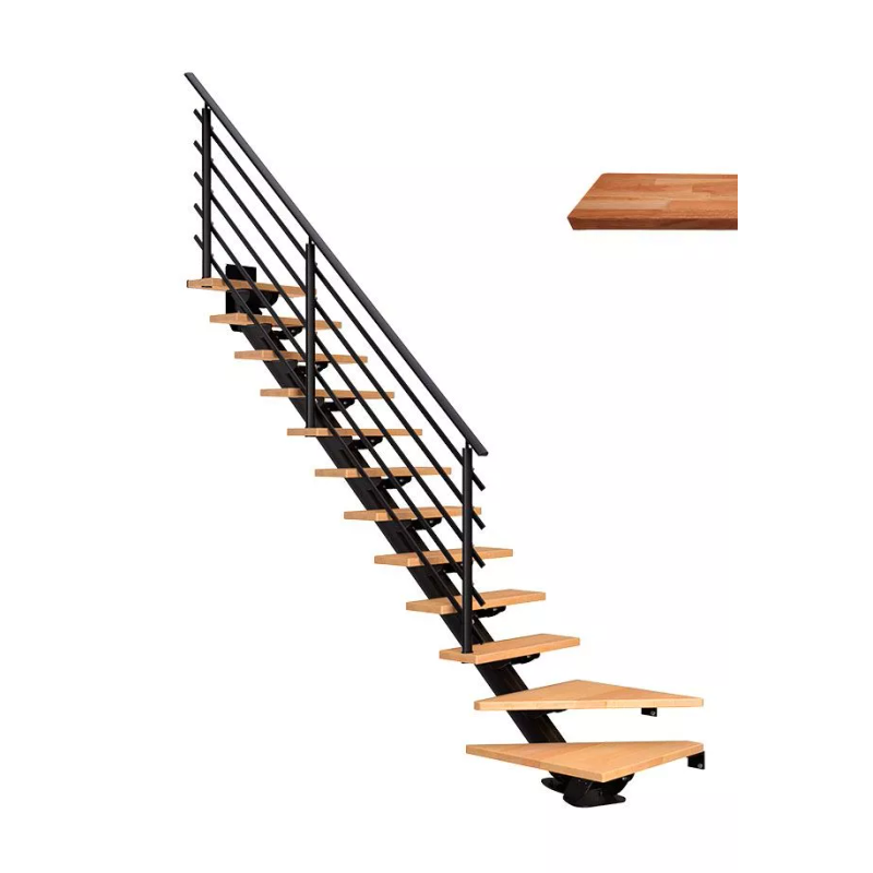 Dolle Trappa Sydney Pure L-form Dolle Svart, Oljad Ek, 11 Steg, 85 Cm