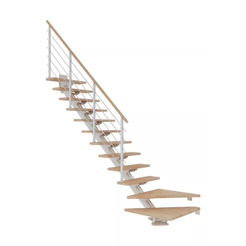 Dolle Trappa Sydney Design L-form Dolle Vit, Oljad Ek, 11 Steg, 85 Cm