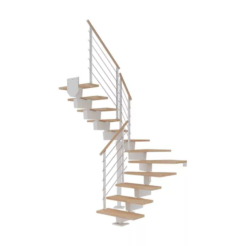 Dolle Trappa Dubai Design U-form Dolle 16 Steg, Vit, Oljad Bok, 90 Cm
