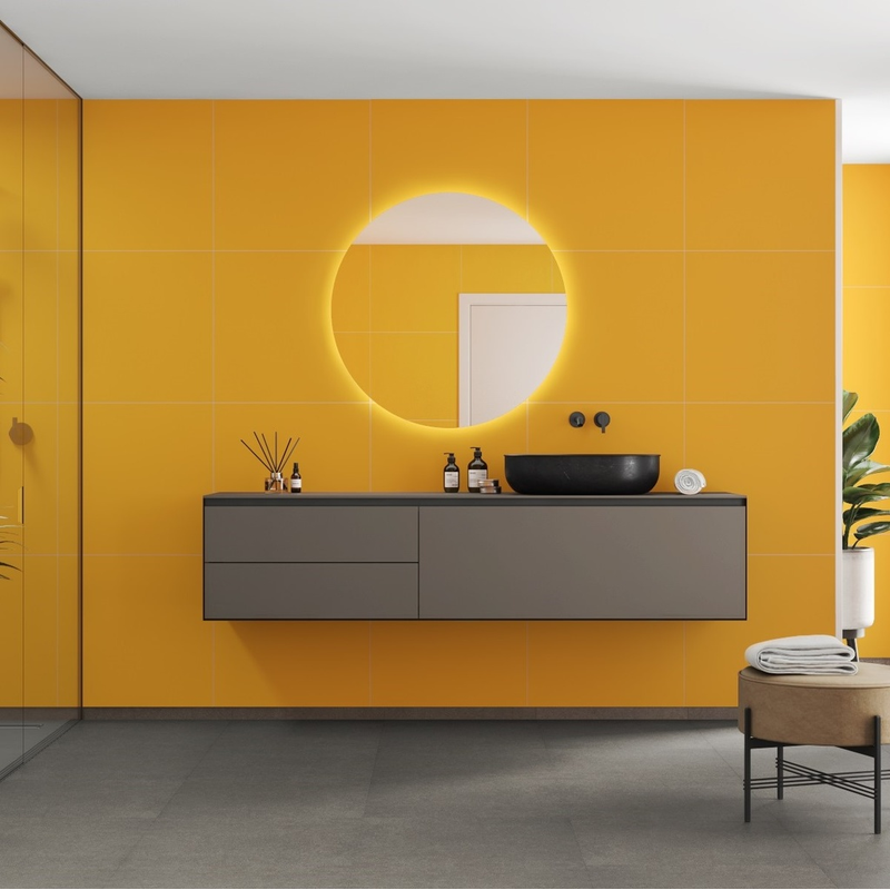 Fibo Våtrumsskiva Colour Collection Kvadrat 60x60 Cm Fibo Deep Yellow Extra Matt, 11x620x2400 Mm