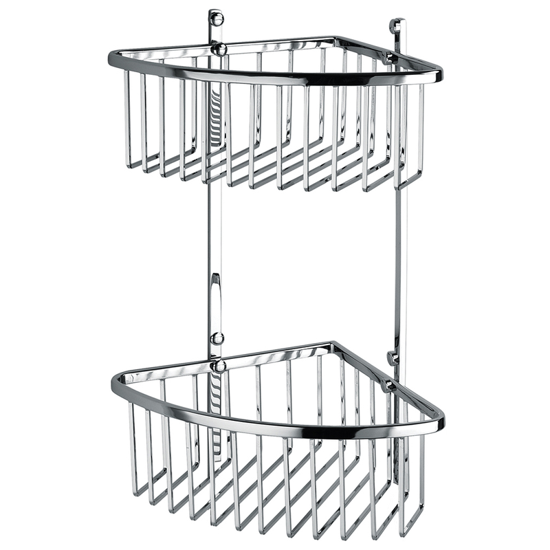 Adora Duschkorg Hörn Dubbel Rostfri 205x205x390mm  Krom, Rostfritt Stål