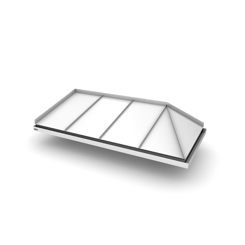 Designtak Entrétak Inner Corner  1155 Mm, 2050 Mm, Vattenutsläpp Vänster (sett Framifrån), Vitt Undertak, Vita Spotlights, Varmvit (ral:9010)