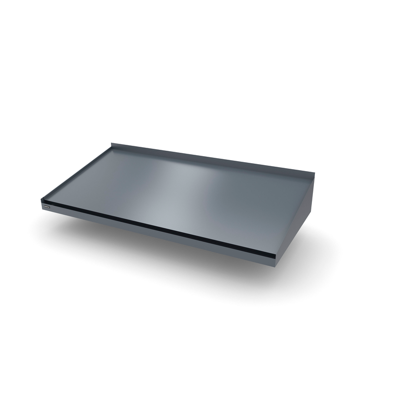 Designtak Entrétak Simple Classic  1155 Mm, 2000 Mm, Svarta Spotlights, Vitt Undertak, Vattenutsläpp Vänster (sett Framifrån), Grafitgrå (ral:7016)