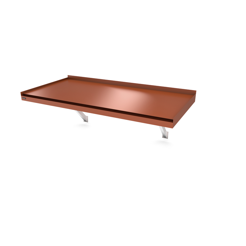 Designtak Entrétak Modern Flat Console  1155 Mm, 2000 Mm, Vitt Undertak, Svarta Spotlights, Brunröd (ral:8004), Vattenutsläpp Höger (sett Framifrån)