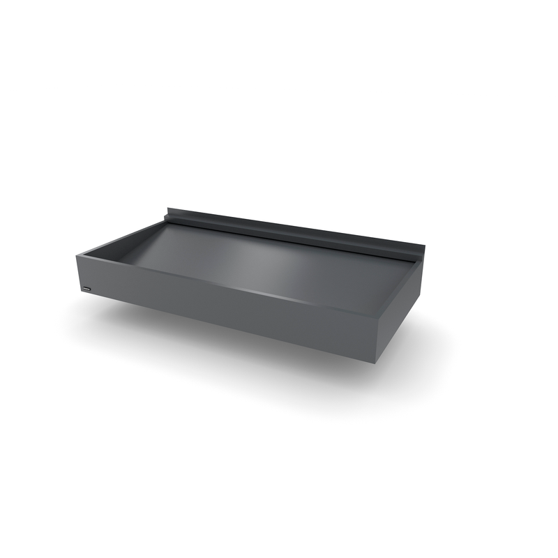 Designtak Entrétak Box Classic  2000 Mm, Mörkgrå (ral:7011), Vitt Undertak, Utan Spotlights, Vattenutsläpp Vänster (sett Framifrån)