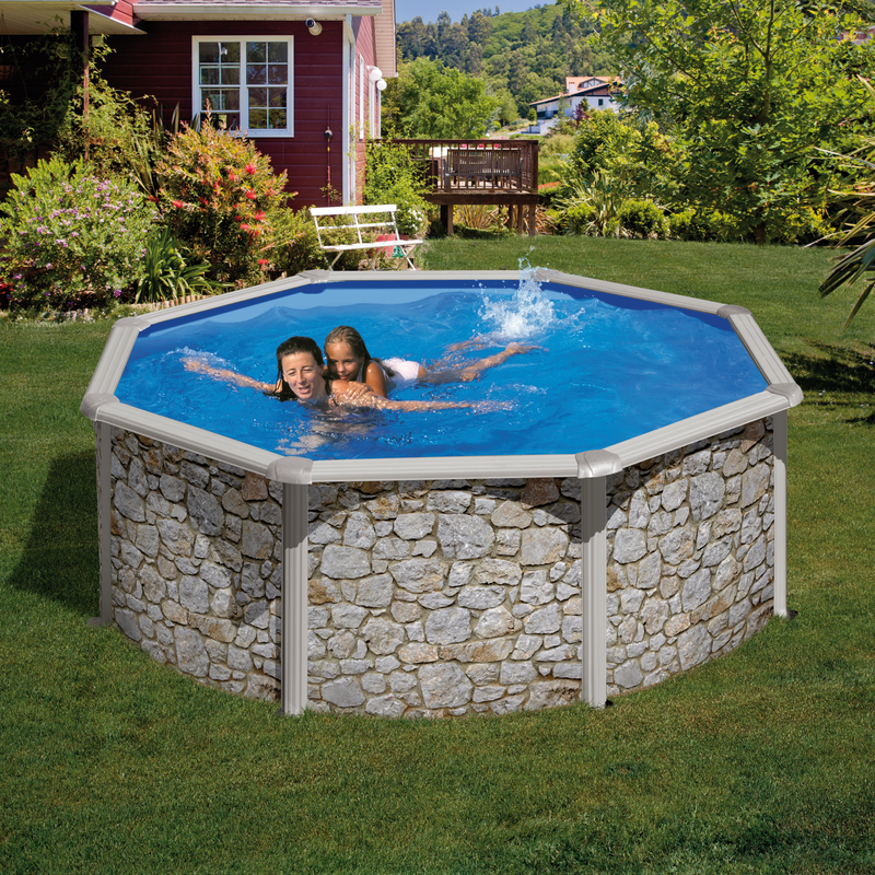 Planet Pool Poolset Classic Stenimitation Rund Planet Pool Ø 350 X 120 Cm