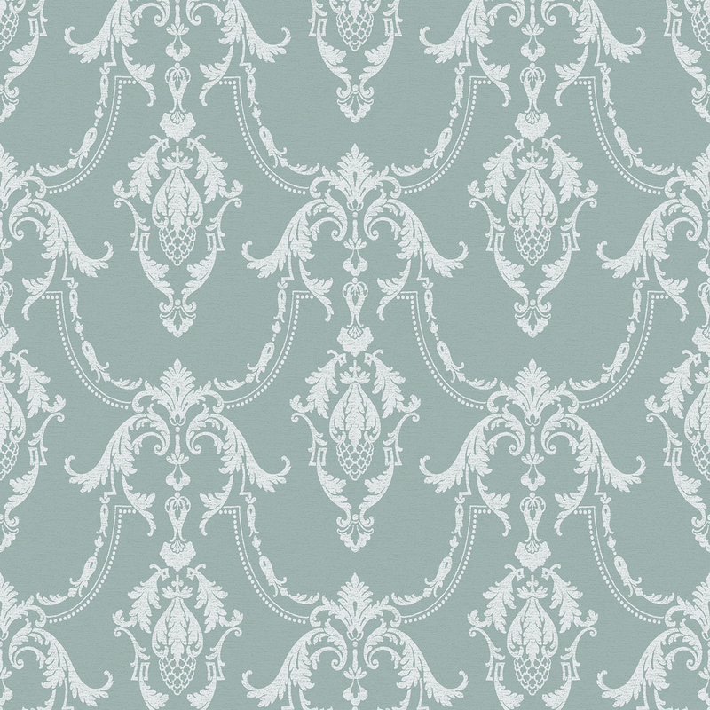 Fiona Tapet Heritage Non Woven Klassisk Medaljong Vintage  Turkos