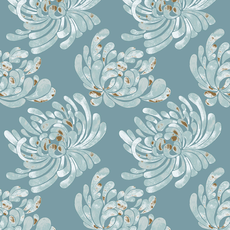 Fiona Tapet Nordic Compositions Non Woven Modern Stormönstrad 028  Blå/vit/metallic