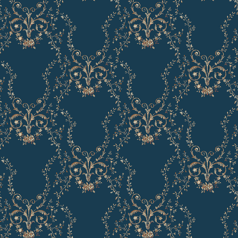 Fiona Tapet Heritage Non Woven Retro Småmönstrad Belle Époque 037  Blå