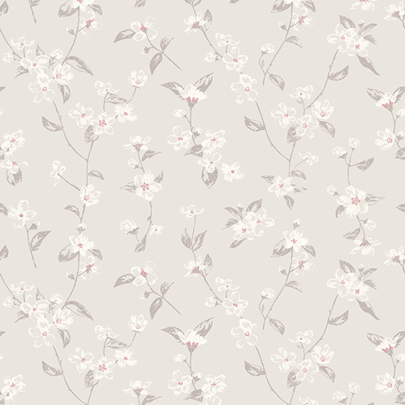 Fiona Tapet Living@home Bygg Papper Romantisk Blommig Flora  Rosa/vit/grå