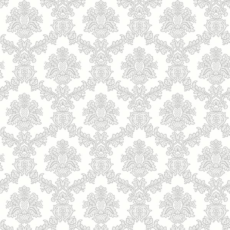 Fiona Tapet Living@home Bygg Non Woven Klassisk Medaljong Damask  Vit/grå