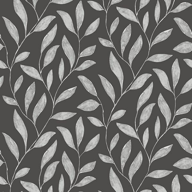 Fiona Tapet Living@home Bygg Non Woven Modern Rankor  Leaves  Grå/svart