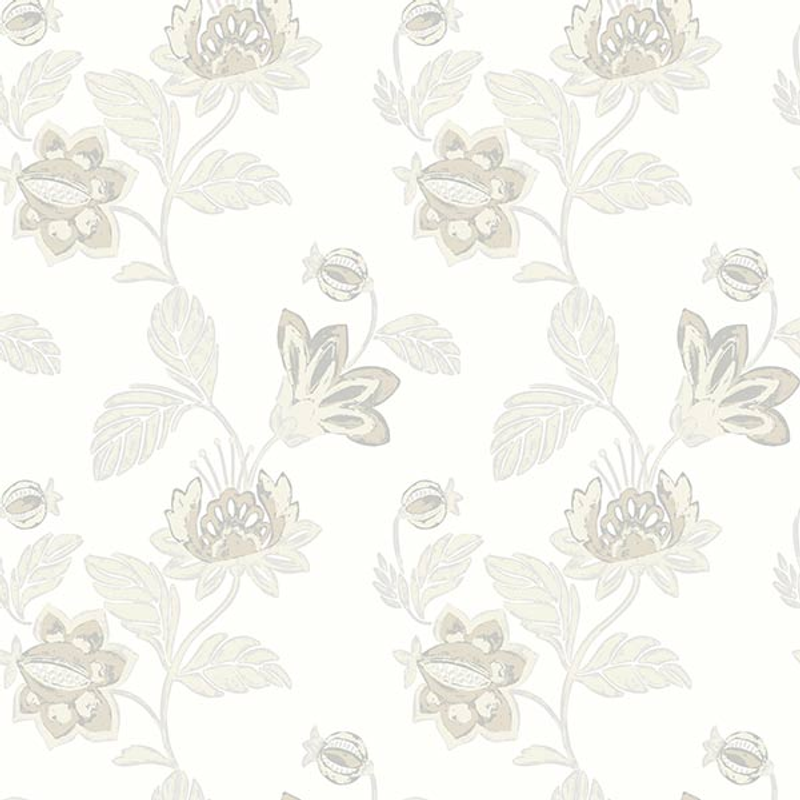 Fiona Tapet Living@home Bygg Non Woven Modern Blommig Flower Garden  Vit/grå