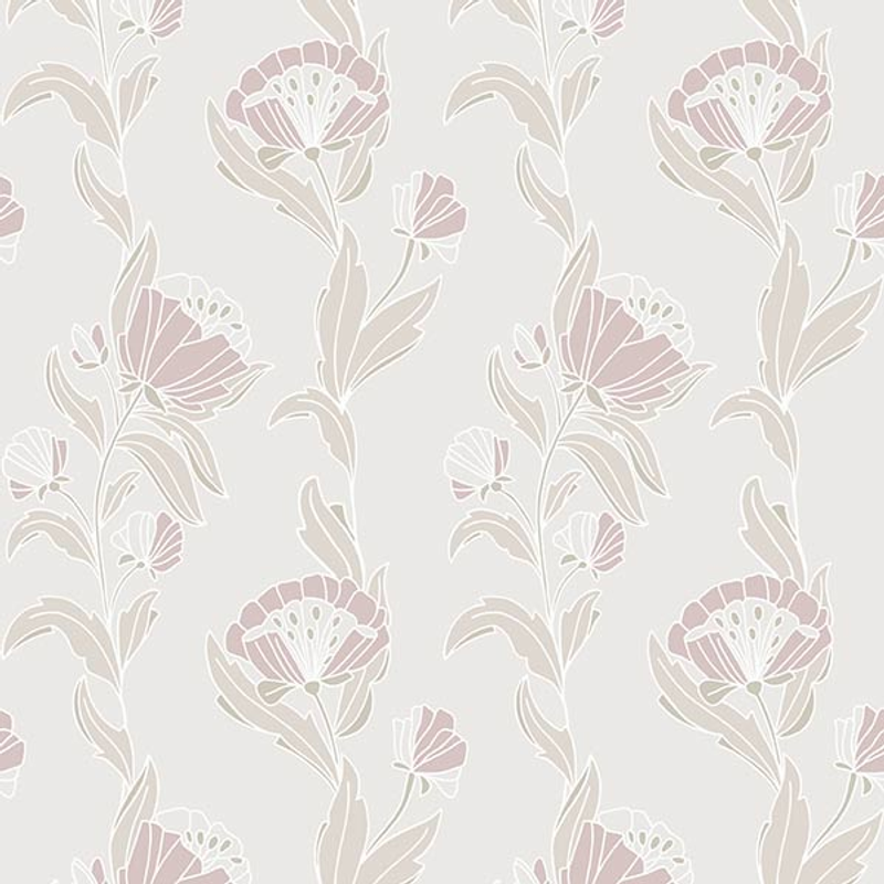Fiona Tapet Living@home Bygg Non Woven Modern Blommig Wild Bouquet  Vit/grå/metallic