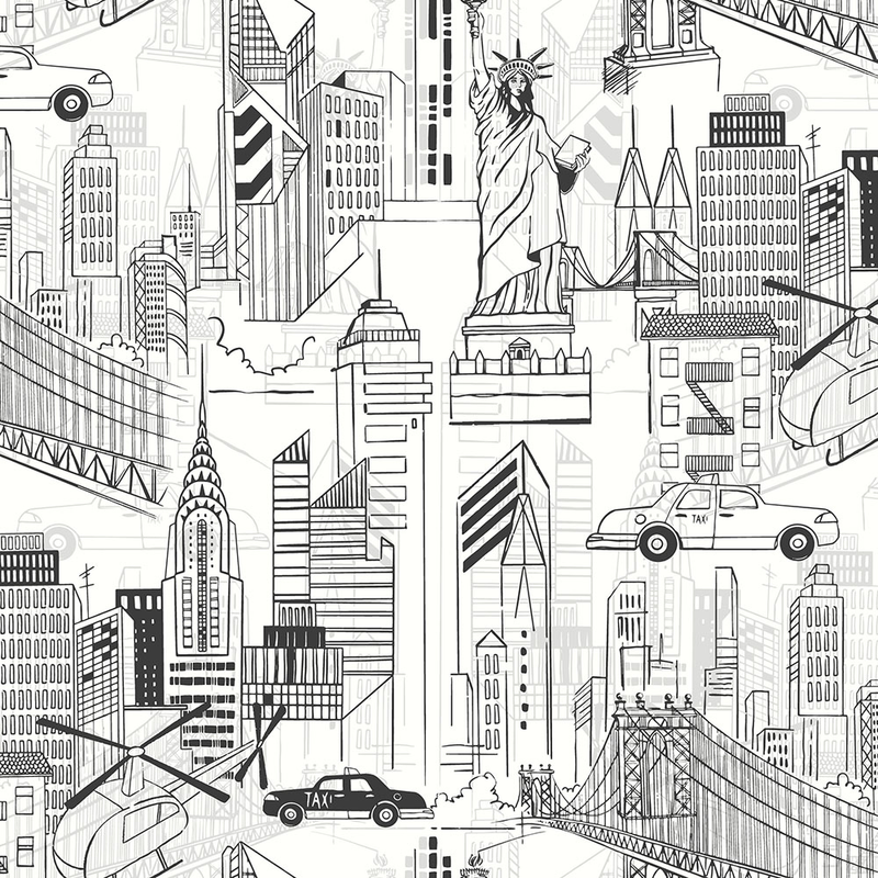 Fiona Tapet No Limits Non Woven Barn City Big City  Vit/grå/svart