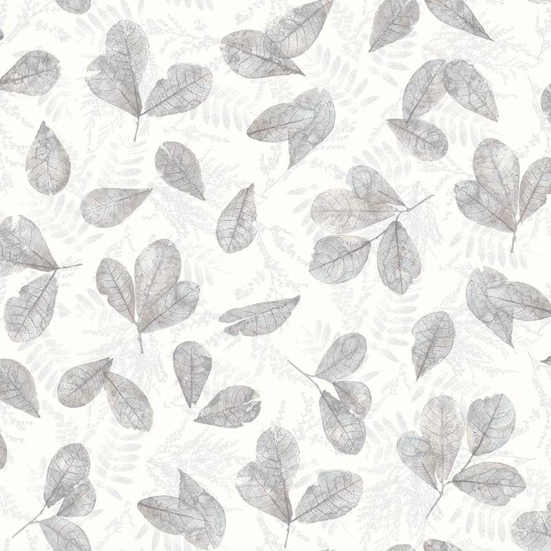 Galerie Wallcoverings Tapet Evergreen Fossil Leaf Toss Galerie Grå