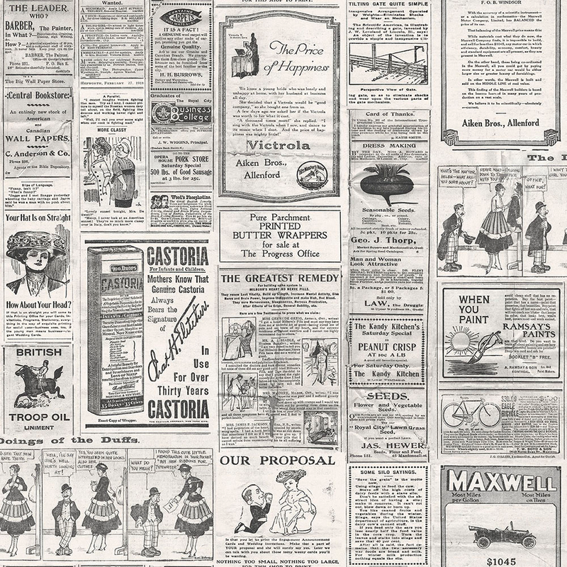 Galerie Wallcoverings Tapet Nostalchic C Newspapers Galerie Beige/svart