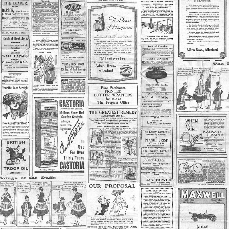 Galerie Wallcoverings Tapet Nostalchic C Newspapers Galerie Vit/svart