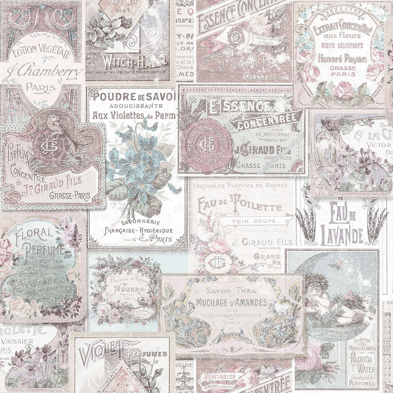 Galerie Wallcoverings Tapet Nostalchic B Perfume Labels Galerie Förskjuten, Motiv/text
