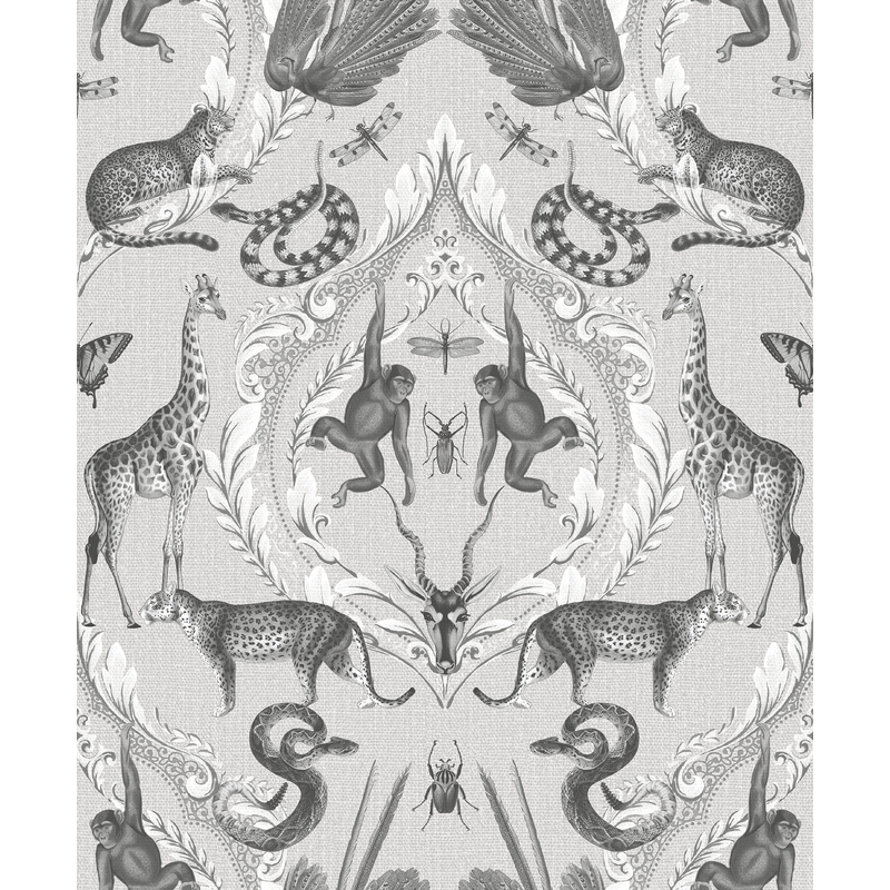Galerie Wallcoverings Tapet Bazaar Non Woven Djur/natur Rak Galerie Vit/grå/metallic