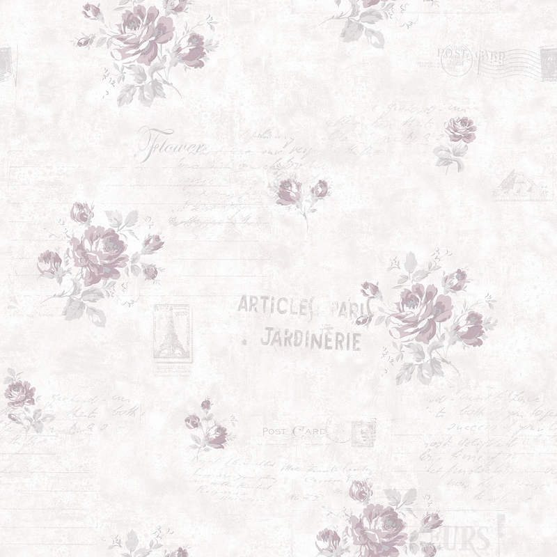 Galerie Wallcoverings Tapet Vintage Roses Non Woven Motiv/text Rak 318 Galerie Rosa/grå/beige