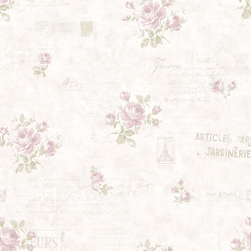Galerie Wallcoverings Tapet Vintage Roses Non Woven Motiv/text Rak 318 Galerie Grön/rosa/vit