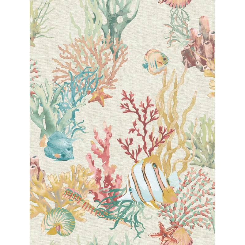 I.c.h. S.l. Tapet Caribbean Non Woven Djur/natur Ocean's Deep I.c.h. Turkos Gul