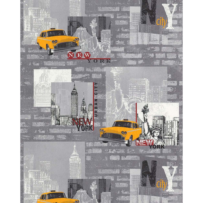 Lutèce Tapet Les Aventures 21 Papper Retro City Motif Taxi Sce - Lutèce Gul