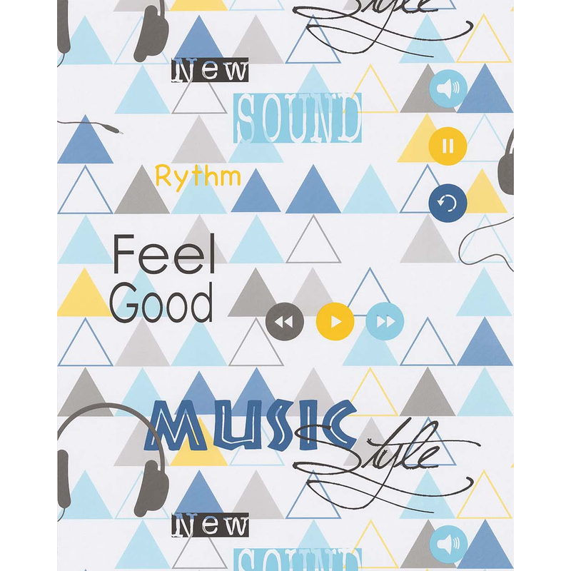 Lutèce Tapet Les Aventures 21 Papper Barn Motiv/text Music Sce - Lutèce Blått Och Gult