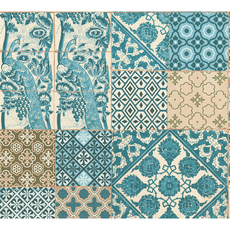 As Creation Tapet Metropolitan Stories Non Woven Stormönstrad C 193 As Creation Turkos/beige