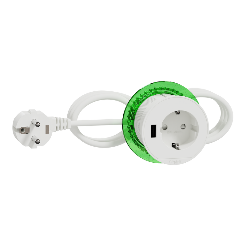 Schneider Bordsenhet Unica System+ Xs  Electric Vit, Eluttag Och Usb-a