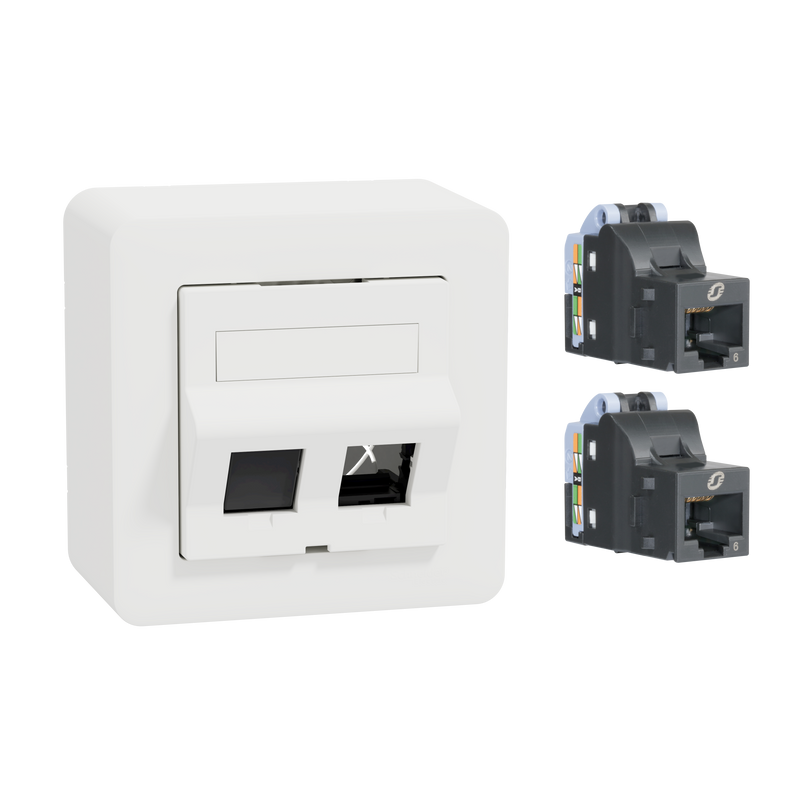 Schneider Datauttag Exxact 2x Kat6 Utp Actassi S-one  Electric Utanpåliggande, Vinklat