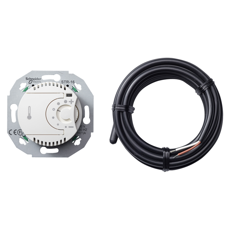 Schneider Golvtermostat Renova Infälld Elektronisk 5-50c  Electric 2-pol Med Golvgivare, Vit