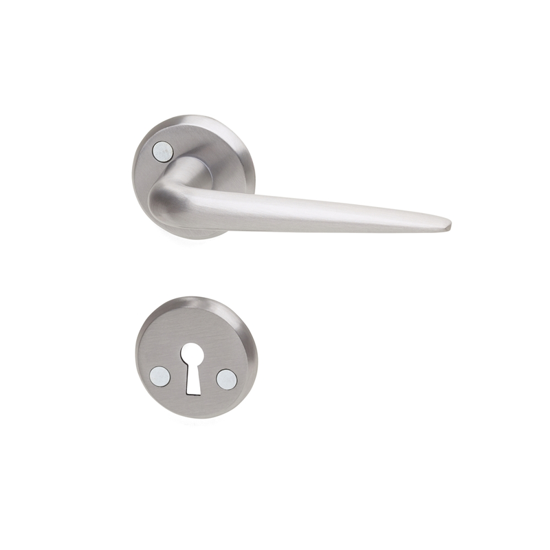Habo Dörrhandtag Inkl. Nyckelskylt Porto  Borstad Aluminium, Hängbar Förpackning