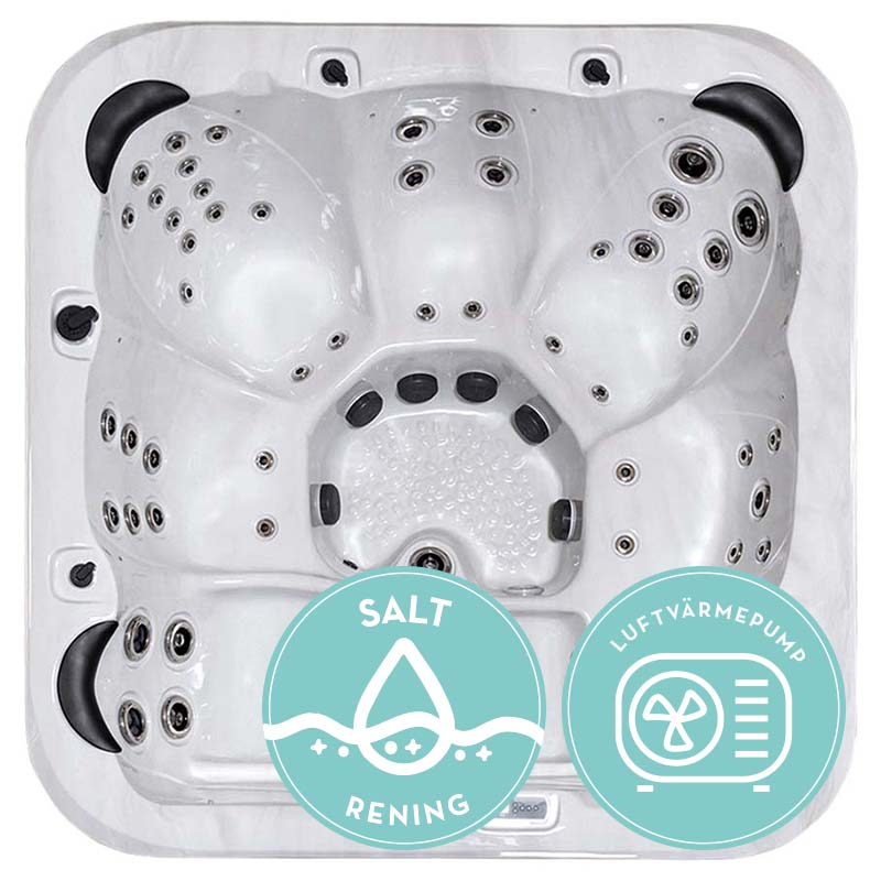 Swebad Spabad Bärnsten Med Luftvärmepump 6 Platser 60 Jets Swebad Saltrening, Sterling Silver