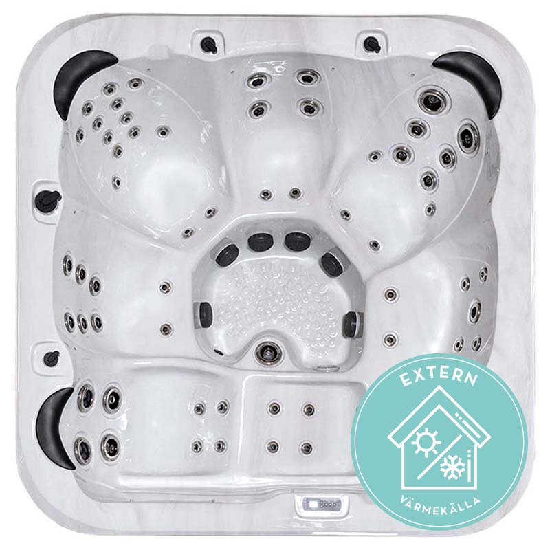 Swebad Spabad Bärnsten Förberedd För Extern Värmesystem 6 Platser 60 Jets Swebad Standard, Sterling Silver