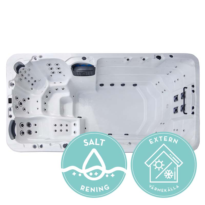 Swebad Swimspa Aqua Gym Max Förberedd För Extern Värmesystem 1,5 M Djup Swebad Saltrening, Sterling Silver