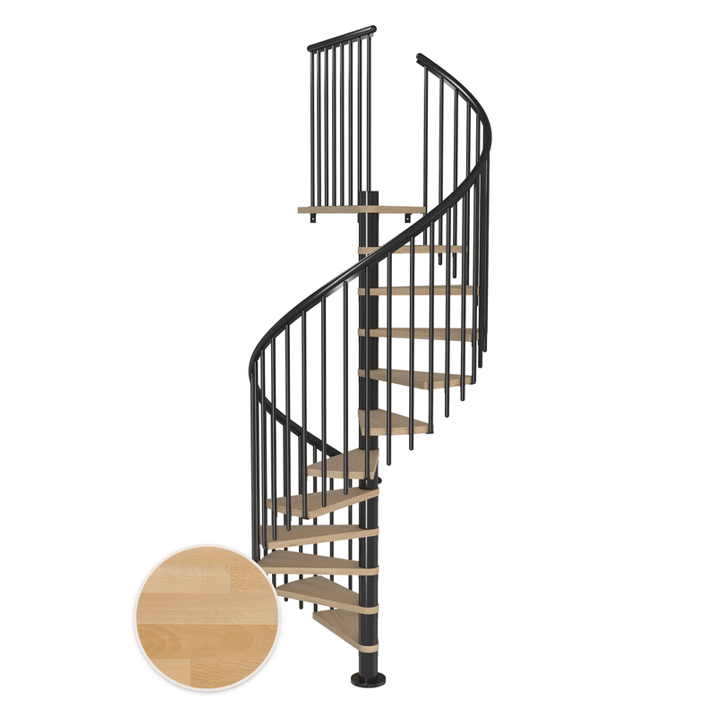 Dolle Spiraltrappa Montréal Classic 4 Dolle Antracit, Oljad Bok, 140 Cm, 13 Steg