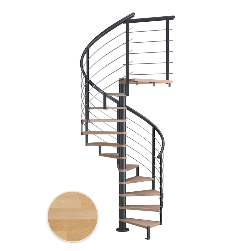 Dolle Spiraltrappa Montréal Design Dolle Antracit, Oljad Bok, 160 Cm, 11 Steg